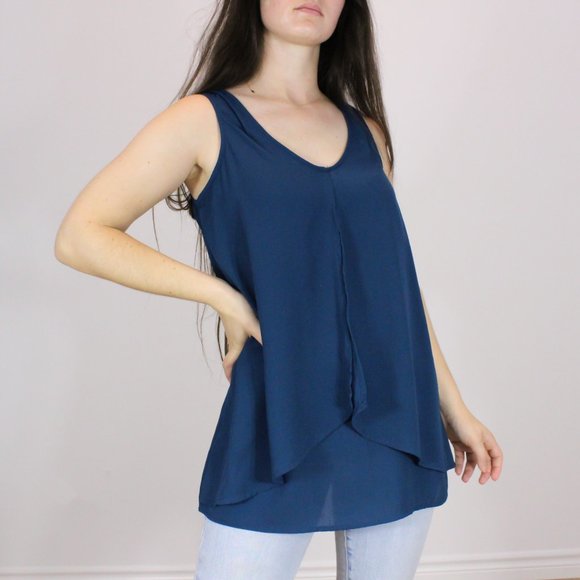 *Ricki's Blue V Neck Tank - Picture 1 of 5